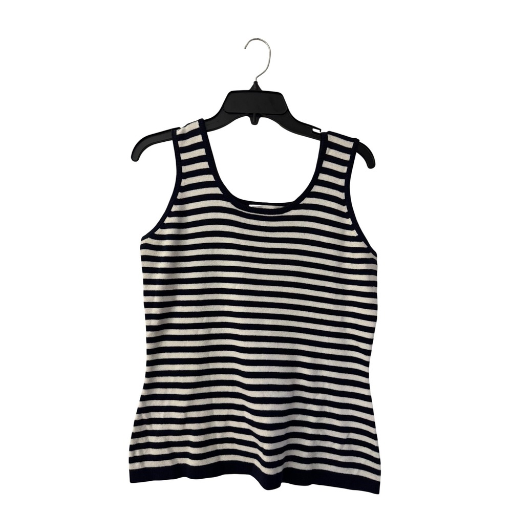 Preston & York Womens Navy White Striped Knit Shell Tank Top Size Small